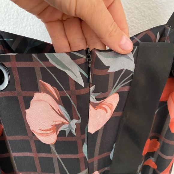 MANGO Suit Floral + Plaid Midi Dress - Size 4 - Picture 5 of 14